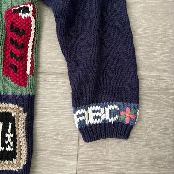 Vintage 90’s Hand Knitted North Isle Cardigan Sweater Vintage Cardigan Teacher L - Picture 2 of 9